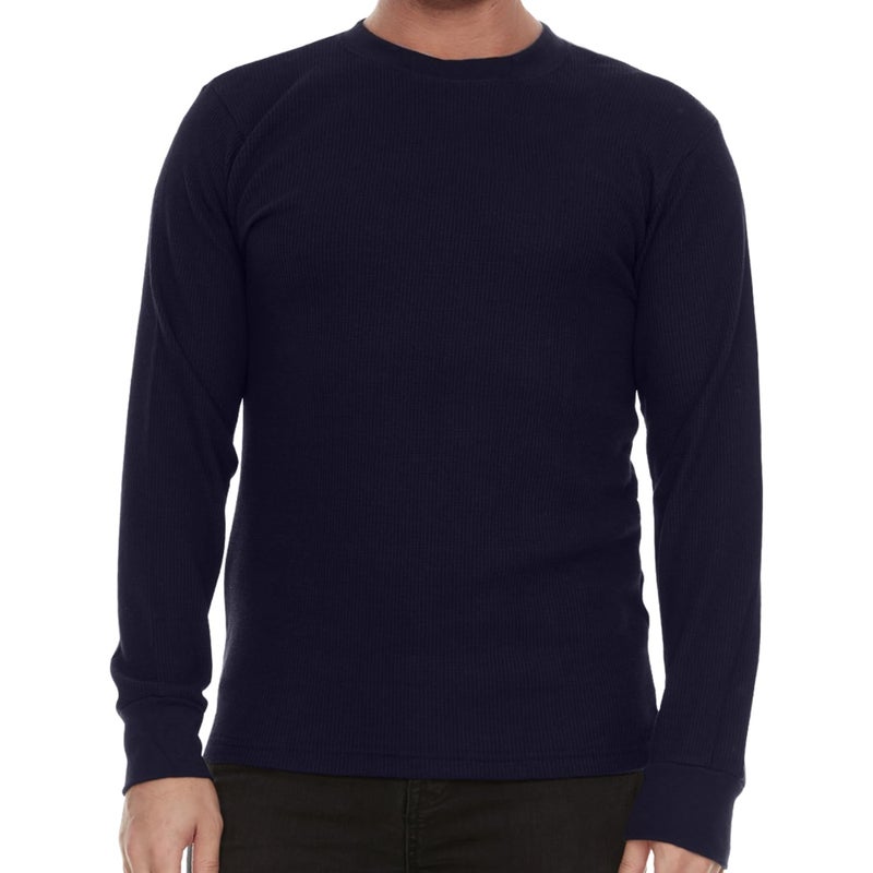 Jmr Usa Inc. JMR Menâ€™s Thermal Shirt Long Sleeve - Heavyweight 100% Cotton Waffle Weave Top, Warm Breathable Base Layer or Standalone Cold Weather Essential (Navy) - Image 1